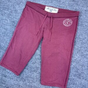 VTG Y2K Abercrombie Fitch Womens Burgundy Drawstring Capri Sweatpants Size Small